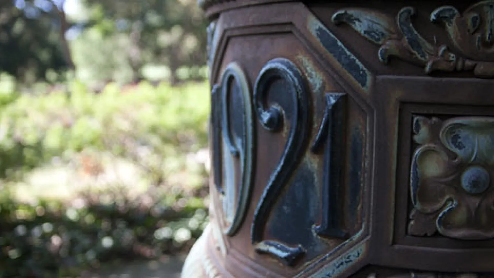 Bottom of light post showing 1921